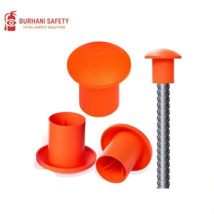 Plastic Safety Rebar Cap for Concrete Construction protecting exposed steel reinforcement bars
